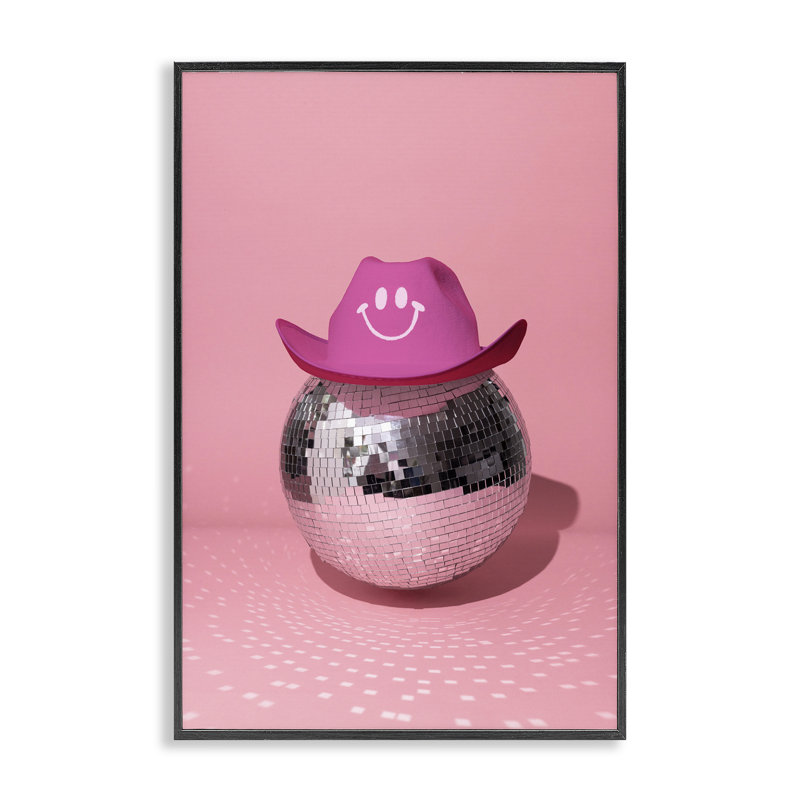 Boule disco avec chapeau de cowboy, estampe numérique par Lish Creative, Giclée encadrée noir minuit, H 30 po x l 20 po