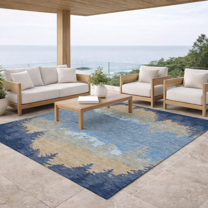 Machine Washable Indoor/Outdoor Chantille ACN2861 Lodge Rug, Navy, 9' x 12'