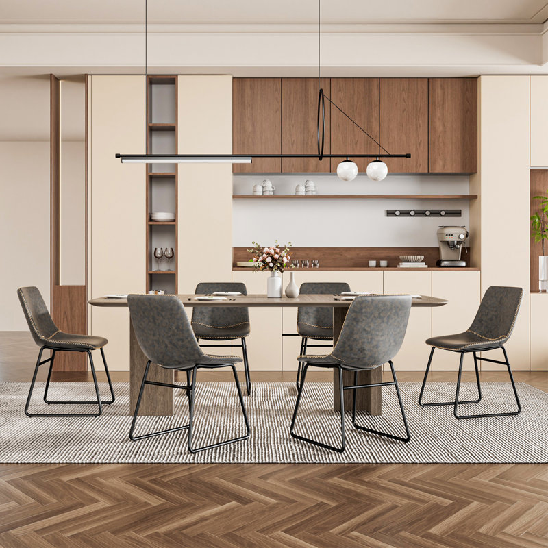 Chaise rembourrée en similicuir Ipke, Gris foncé