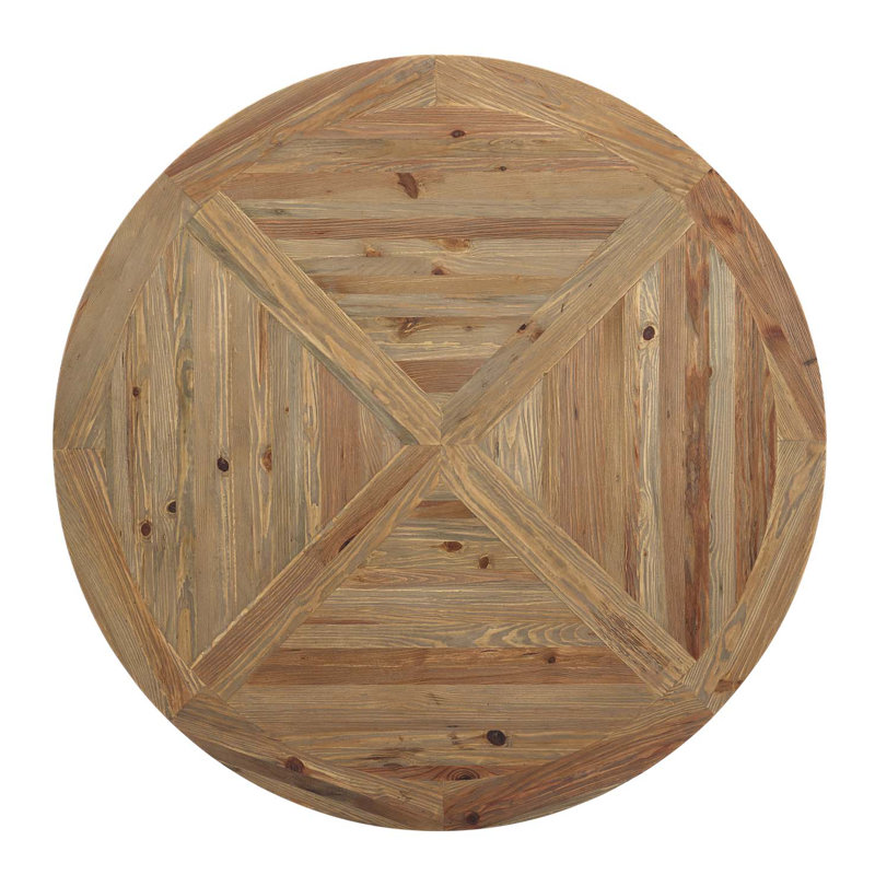 Column Round Pine Wood Dining Table, 29.5" H x 59" L x 59" W