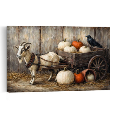 Hitched And Loaded Abstract Contemporary Bird Fruit Landscape Wall Art Print 1 Piece Wrapped Canvas Wall Art