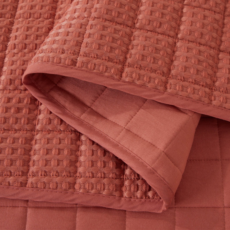 Wilmer Waffle Weave Textured Quilt Set, King, Terracotta