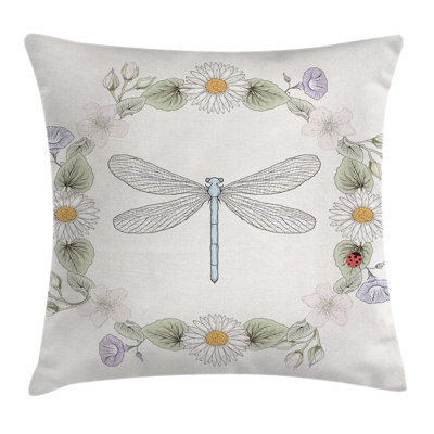 Retro Farm Life Theme Dragonfly Square Pillow Cover