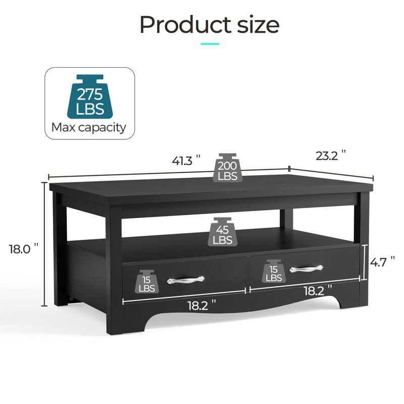Table basse avec rangement Hulett, Noir