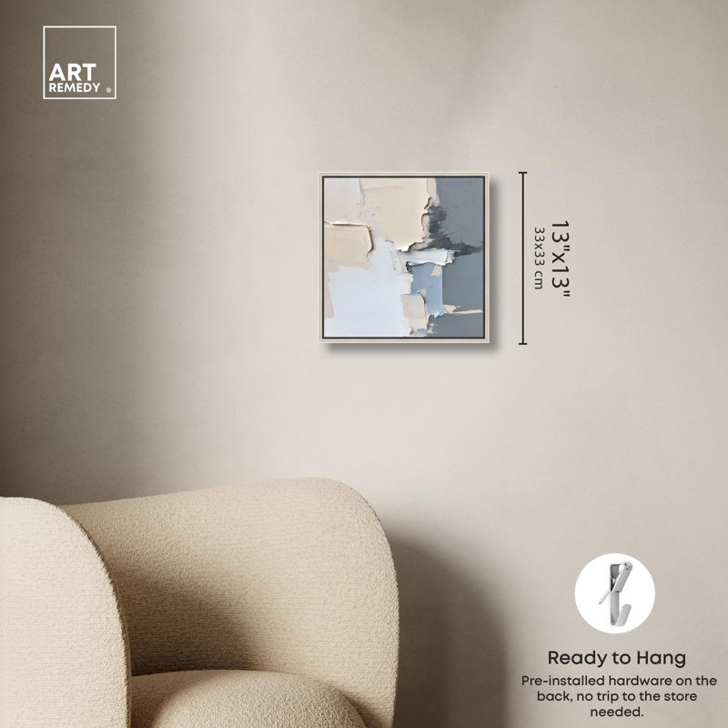 Toile Pebble Path II par Art Remedy, H 13 po x l 13 po, Cadre flottant, Argent argent