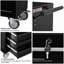Coffre en métal 7 roulettes - Armoire à outils robuste pour atelier, garage, boîte de rangement noire, garage