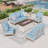 7 Person Outdoor Patio Conversation Set With Fire Pit Table, Rocking Lounge Chairs, & Loveseat-1033185159