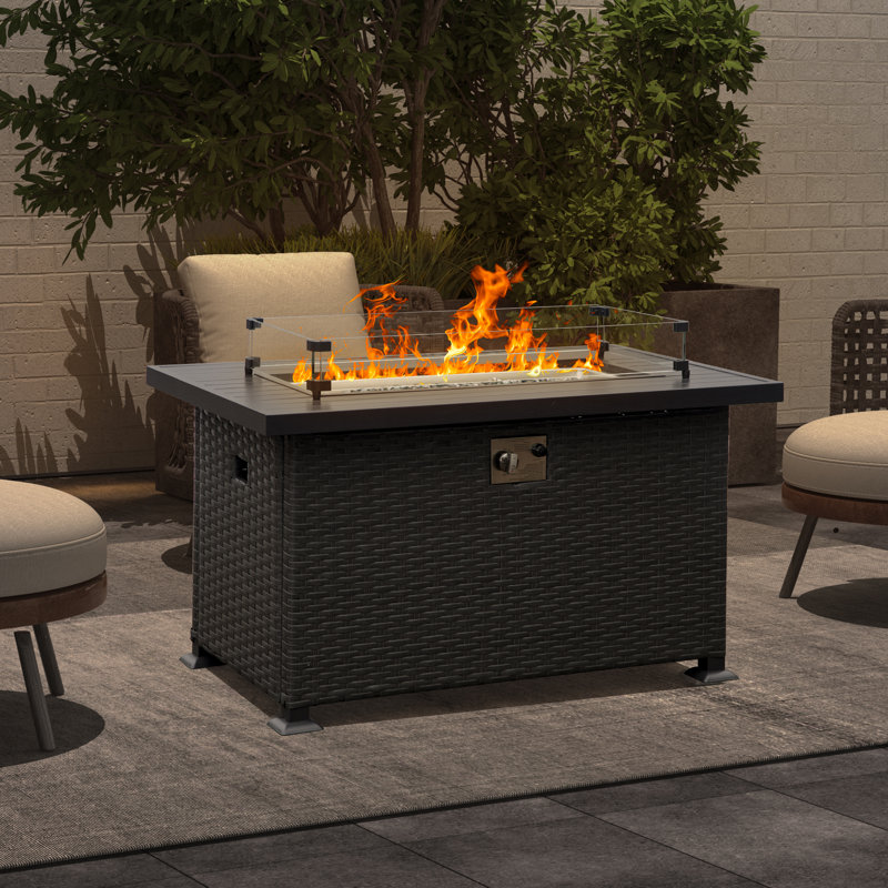 Rostin Rectangle Aluminum Propane Fire Pit Table