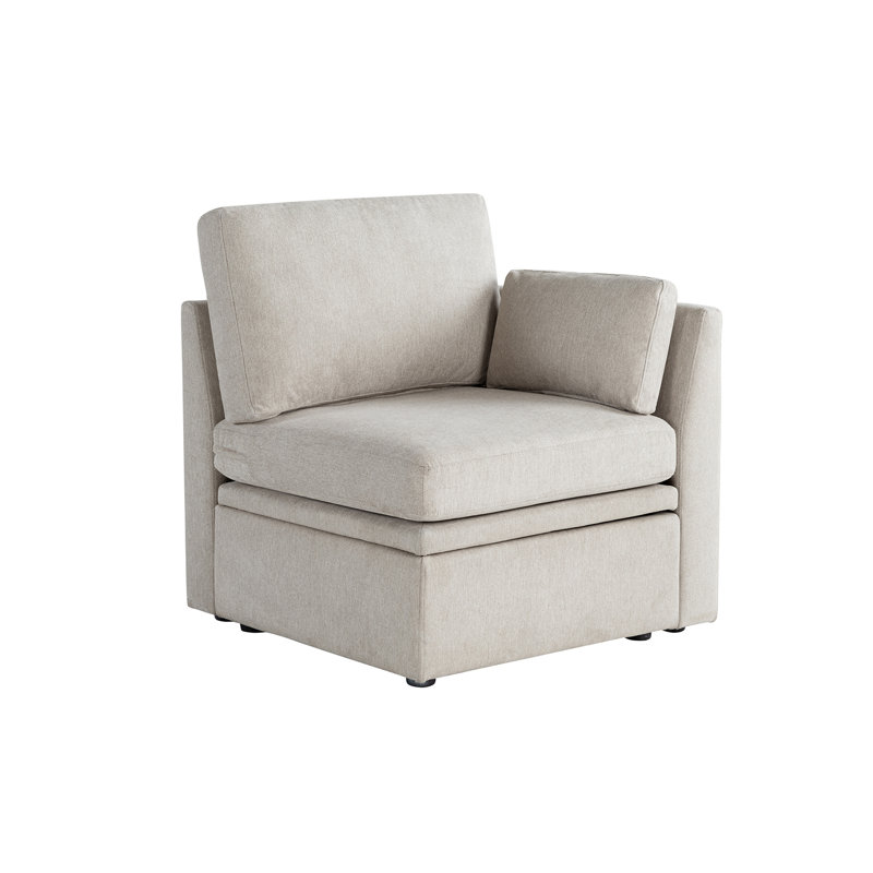 Fauteuil d'angle en tissu, Polyester beige