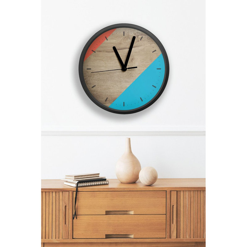 Horloge décorative en panneau de fibres à densité moyenne, Beige/bleu