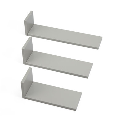 Rio Set Of Three L-Shaped Wall Shelves - Dove Grey