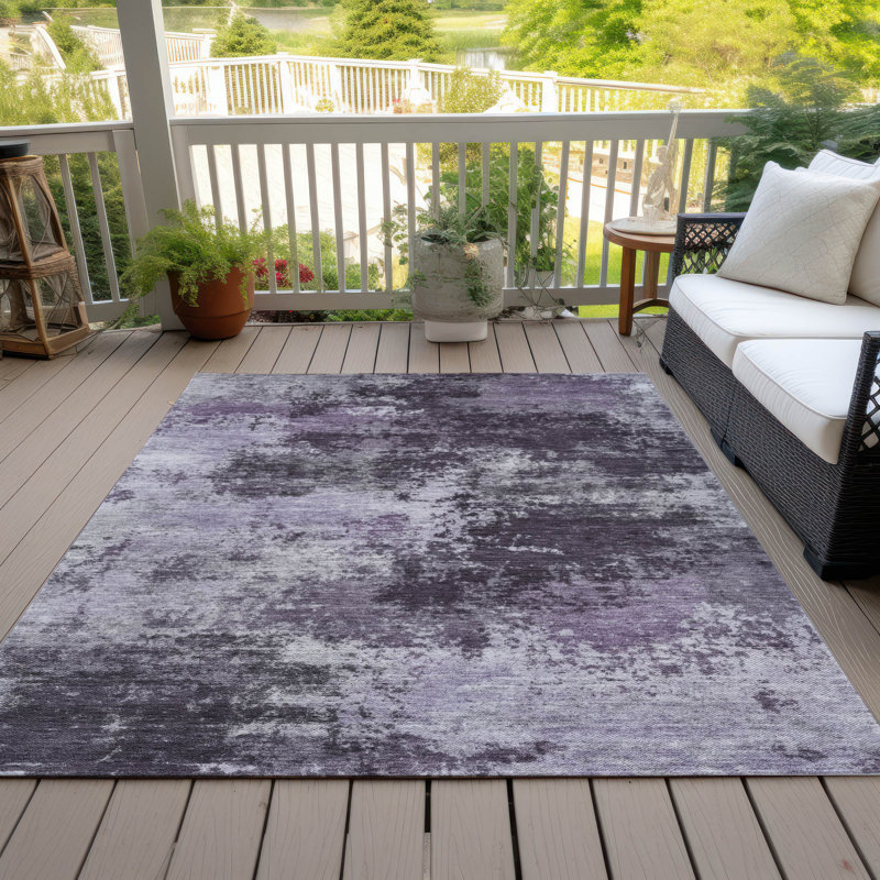 Tapis mauve lavable à la machine intérieur / extérieur Xhevrie, Rectangle 2 pi 6 po x 3 pi 10 po
