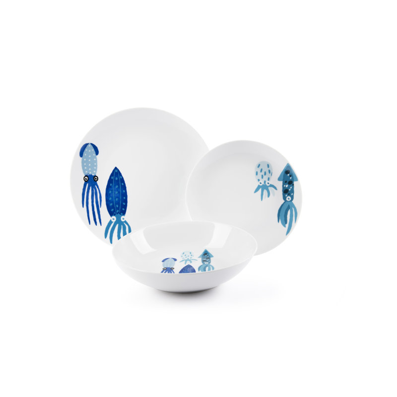Squid 12 Piece Porcelain Dinnerware Set - Service for 4