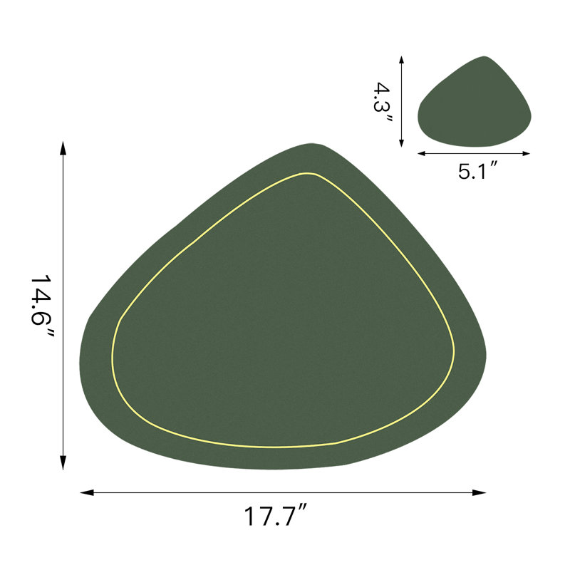 Ensemble de napperons 14 "et sous-verres 4" (ensemble de 4), Vert foncé / gris