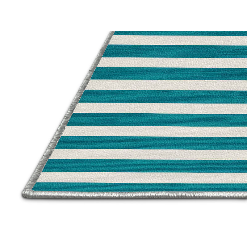 Tapis blanc à rayures horizontales lavable à la machine, Tapis de couloir 2 pi x 4 pi