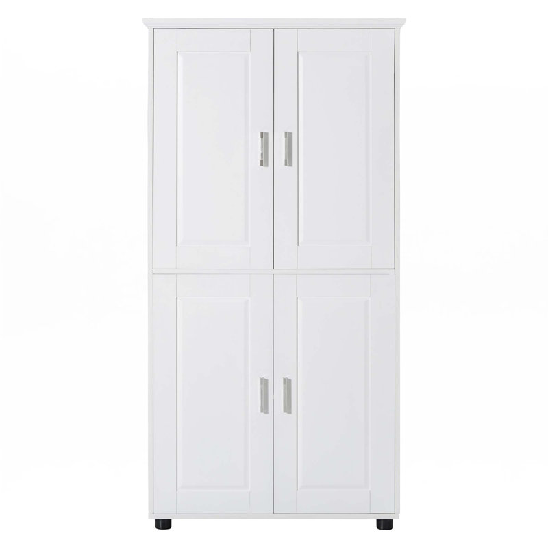 Freestanding Bathroom Storage Cabinet With 4 Doors, Adjustable Shelves