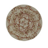 Hand-Knotted High-Quality Ivory and Red Round Area Rug