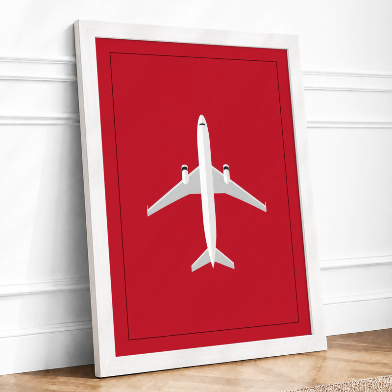 Overhead Aircraft Minimalist - Framed Print, A4 - 29.7 x 21.0 cm, White
