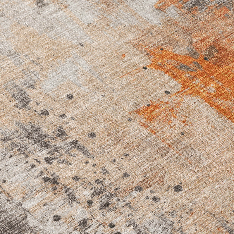 Machine Washable Indoor/Outdoor Xhevrie Orange Rug, Rectangle 8' x  10'