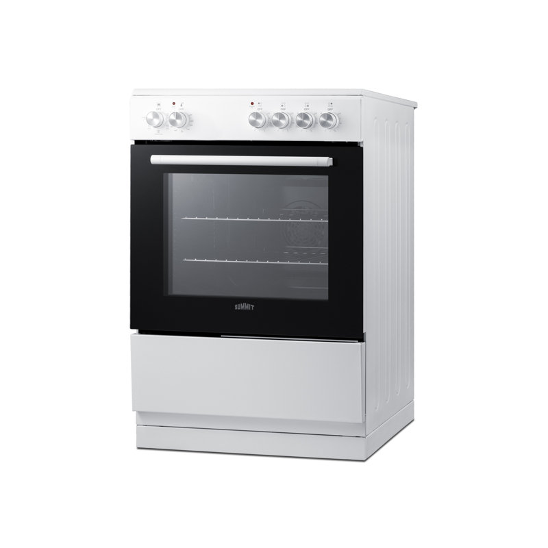 Summit Appliance 24" W Electric Smooth-Top Range, White/Black