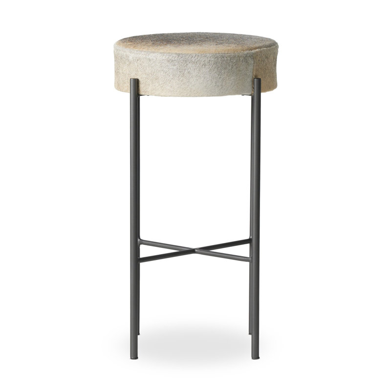 Nocona Upholstered Bar Stool, Black & White Speckled Hide/Leather, Bar Stool (30" Seat Height)
