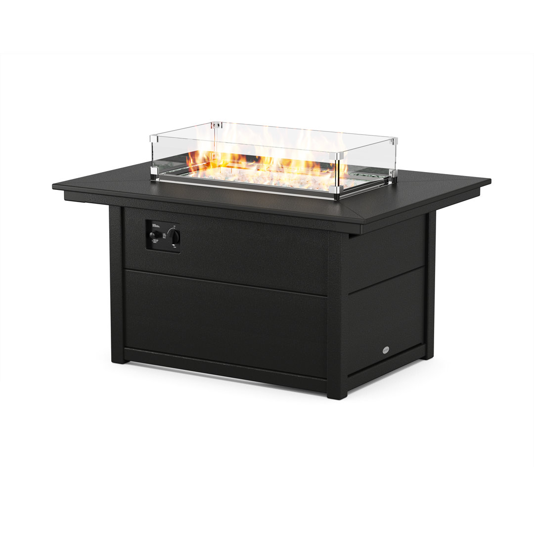 POLYWOOD Rectangle Polyresin Smokeless Fire Pit Table with Hidden Fuel Tank POLYWOOD® 