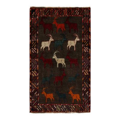One-of-a-Kind 4'7" X 7'9" 1960s Wool Area Rug in Brown