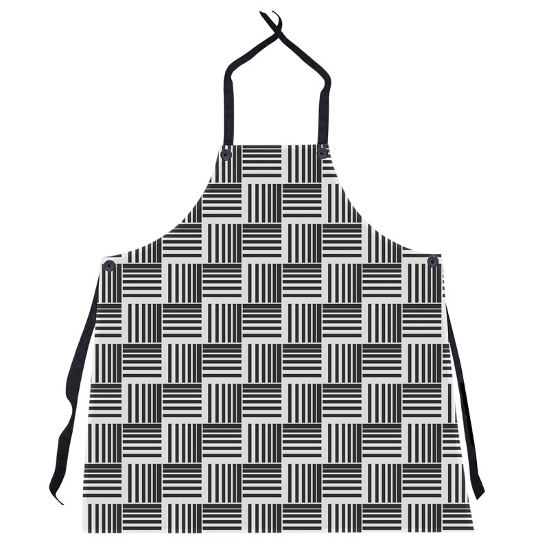 Tablier à rayures nattés classique, Noir