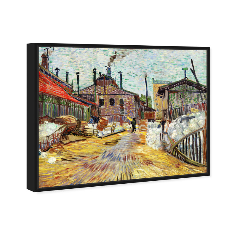 L'usine par Vincent Van Gogh - Peinture, H 20 po x l 24 po, Cadre noir