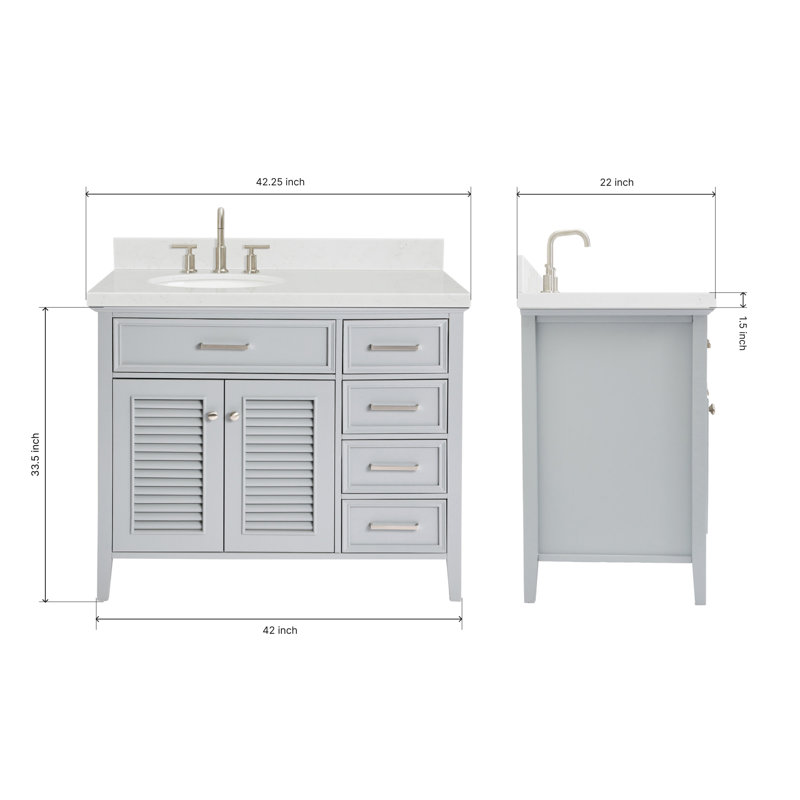 Blazier 42.25'' W Single Vanity, Gray, Left, Oval