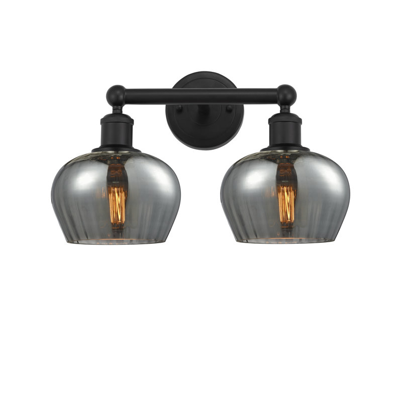 Éclairage pour meuble-lavabo 2 lumières 15,5 pouces Noille, Noir mat, Plaqué couleur fumée