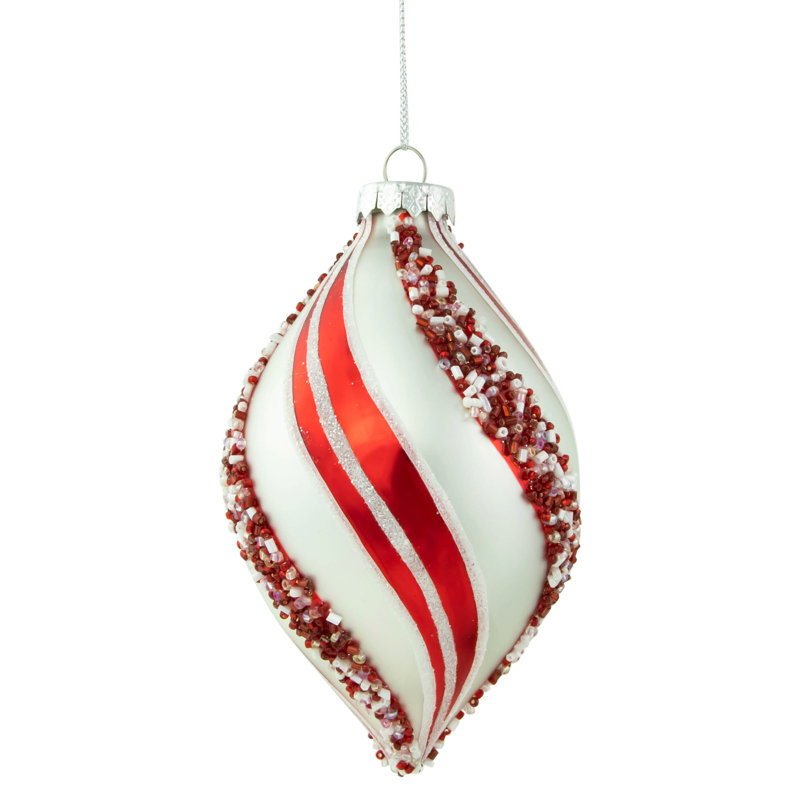 5.5'' Striped Glass Finial Ornament