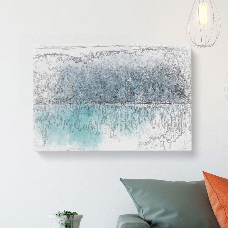 Sketch Of Lake Louise In Abstract - Wrapped Canvas Print, 60cm H x 91cm W x 3cm D