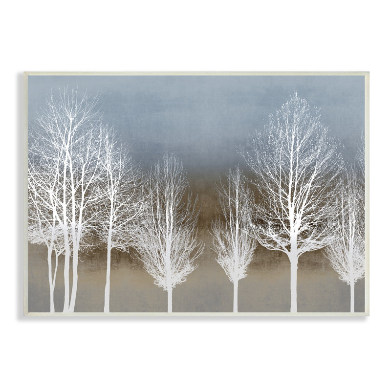 «Abstract Forest Line White Bare Tree Silhouettes» par - Impression, Plaque murale, H 10 po x l 15 po x P 3 po