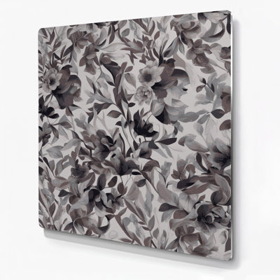 Abstrait floral 7, art mural gris en métal