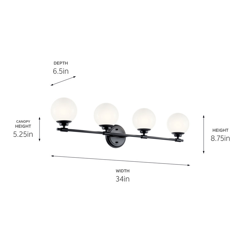 Tomasita 4 - Light Dimmable Vanity Light, Black