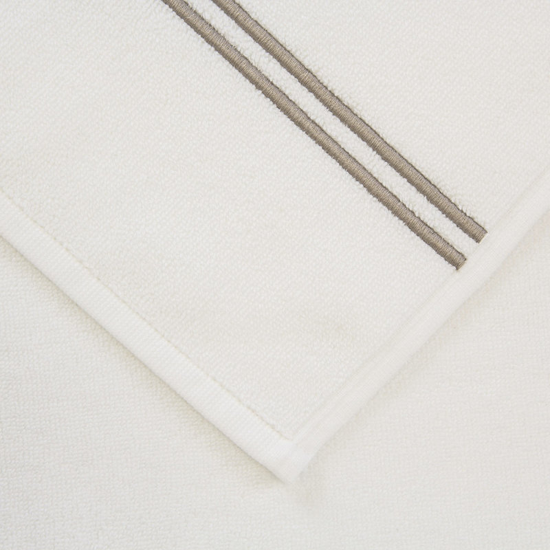 Classic Hand Towel, White/Khaki