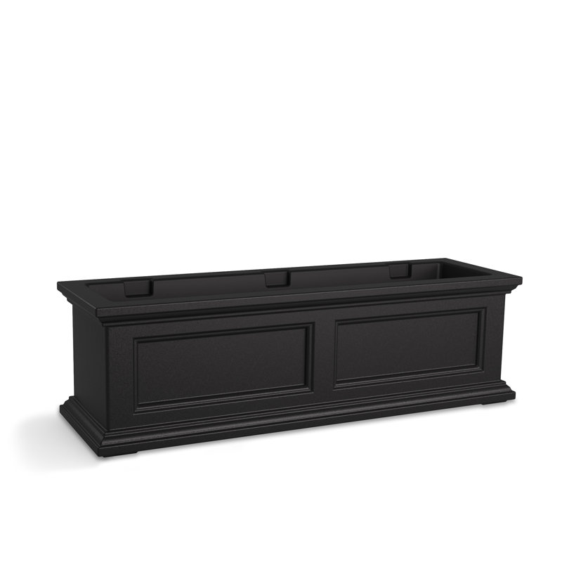 Bac à fleurs pour fenêtre en résine avec réservoir d'eau Anastasiya, Noir, H 10,8 po x l 36 po x P 11 po