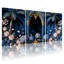 Plantes et fleurs, palmier arche de jardin, reflet bleu or, ensemble de 3 impressions sur toile-1393669526