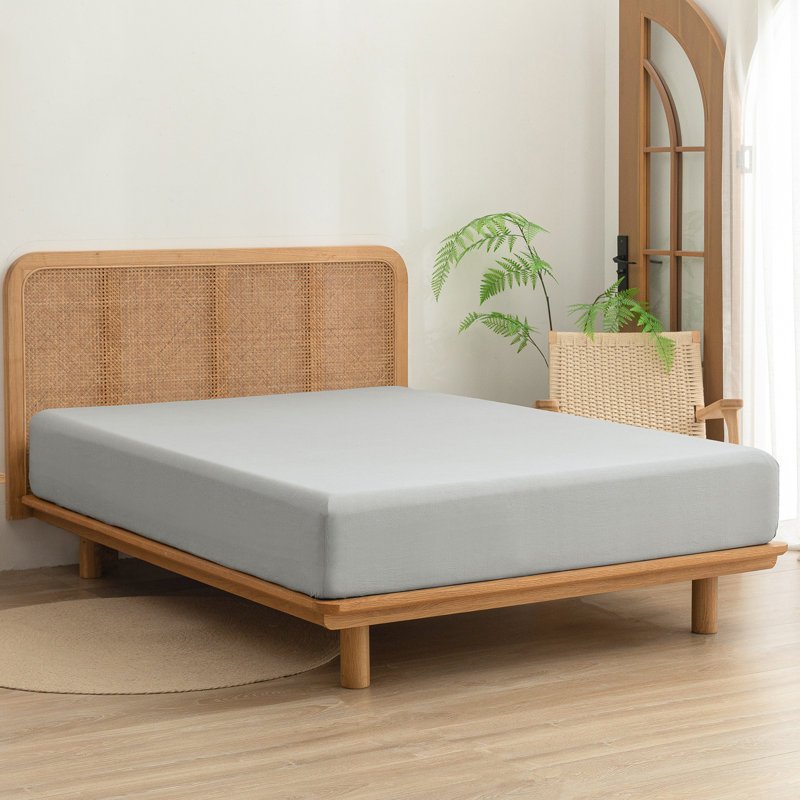 Drap-housse Bestouch 100% coton lin lavé, Drap-housse grand, Gris gouttelette nordique