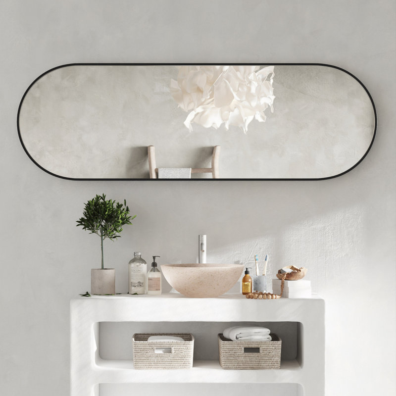 63" X 20" Oval Full-Length Mirror, Rust-Proof Brushed Aluminum Alloy Frame, Wall-Mounted Body Mirror For Bedroom Bathroom Entryway, Clear HD Reflection