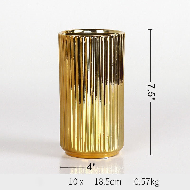 Ensemble de 2 vases de table en céramique dorée 2 pièces Gelhar