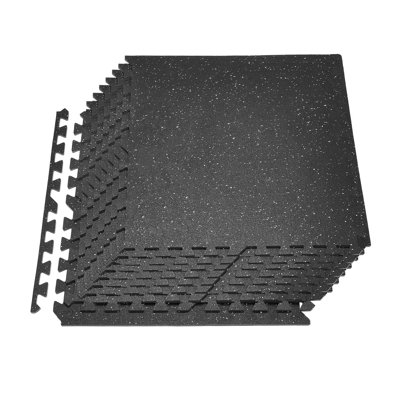 Puzzle Exercise Mat, 12 PCS Fitness Equipment Mats, 24 x 24 x 0.4 in, High-Density EVA Foam Mats Set, Interlocking Rubber Soft Tiles, Protective Floor Padding with White Dots for Home Gym Office
