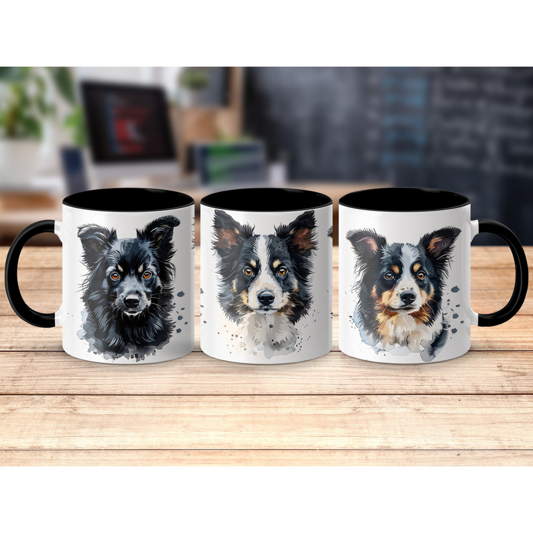 Watercolor Border Collie Design 11oz Coffee Mug
