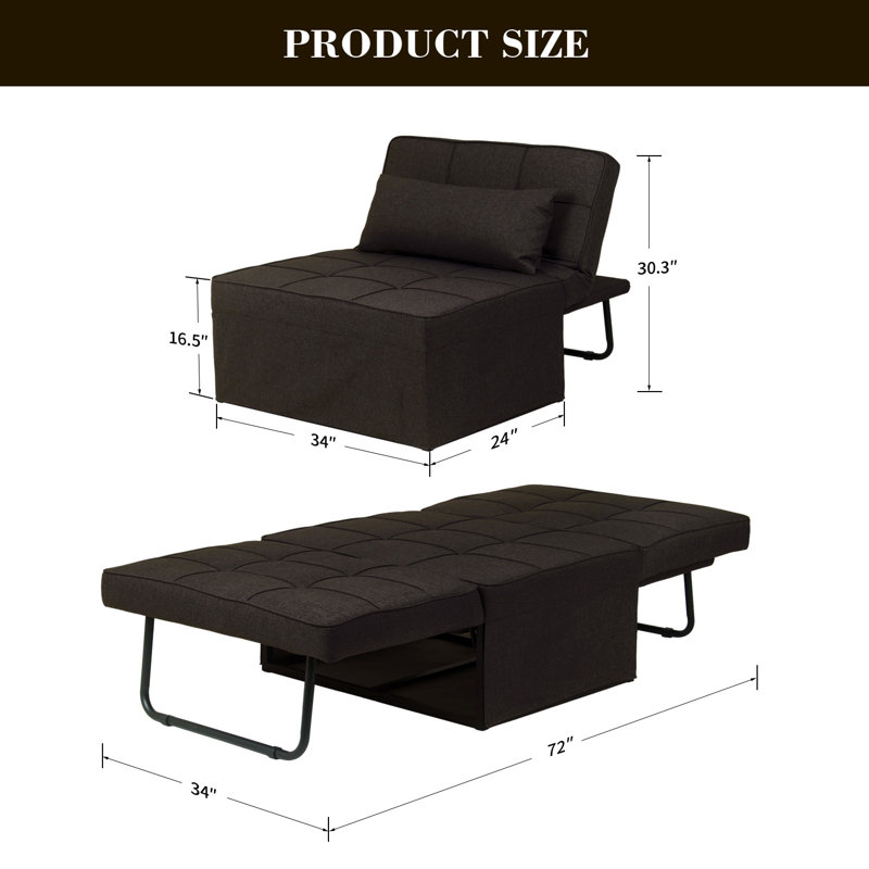 Fauteuil convertible 72 po Horwood, Mélange de coton brun foncé