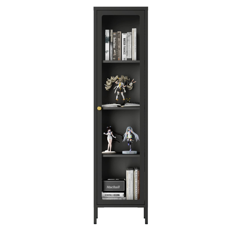 63"H 3-Sided Glass Display Cabinet With Adjustable Shelf, Black