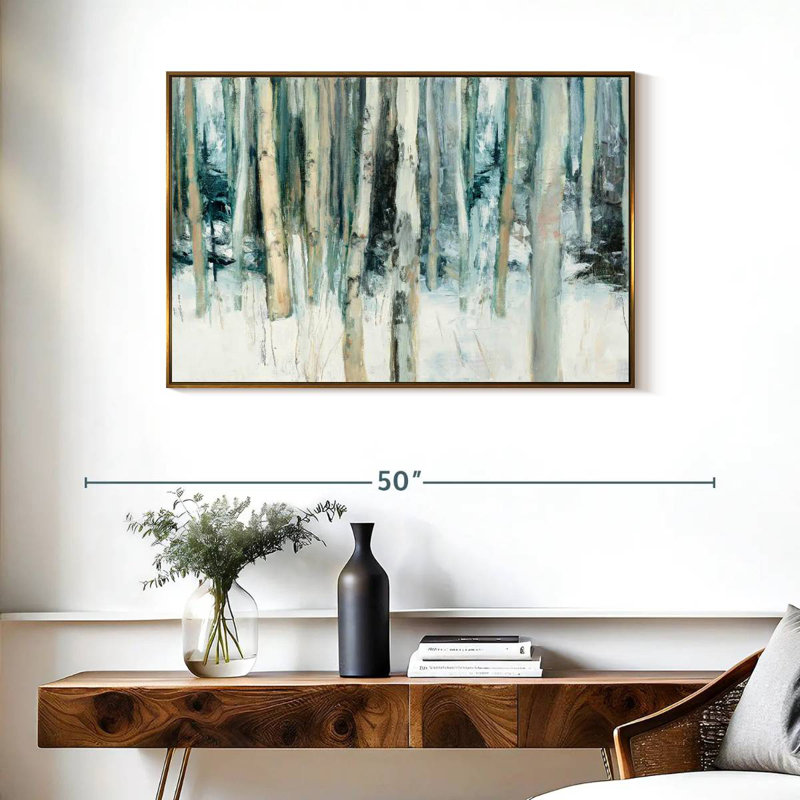Winter Woods III, Cadre flottant doré, 37 po x 25 po