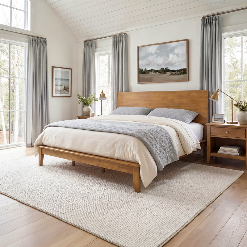 Lit moderne en bois massif, King, Dark Wood