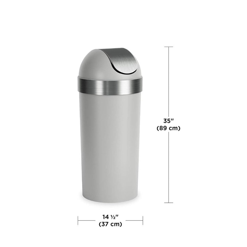 Pewter 16-Gallon Swing Top Kitchen Trash Can