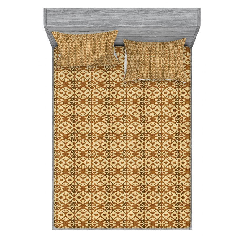 Microfiber Geometric Sheet Set, Queen Sheet Set with Fitted Sheet